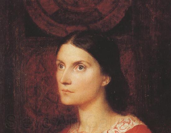 George Frederick watts,O.M.,R.A. Portrait of Lady Wolverton,nee Georgiana Tufnell,half length,earing a red dress (mk37)